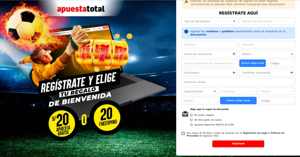 APUESTA TOTAL REGISTRO